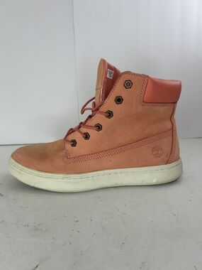 Timberland Coral Pink High-Top Leather Sneakers